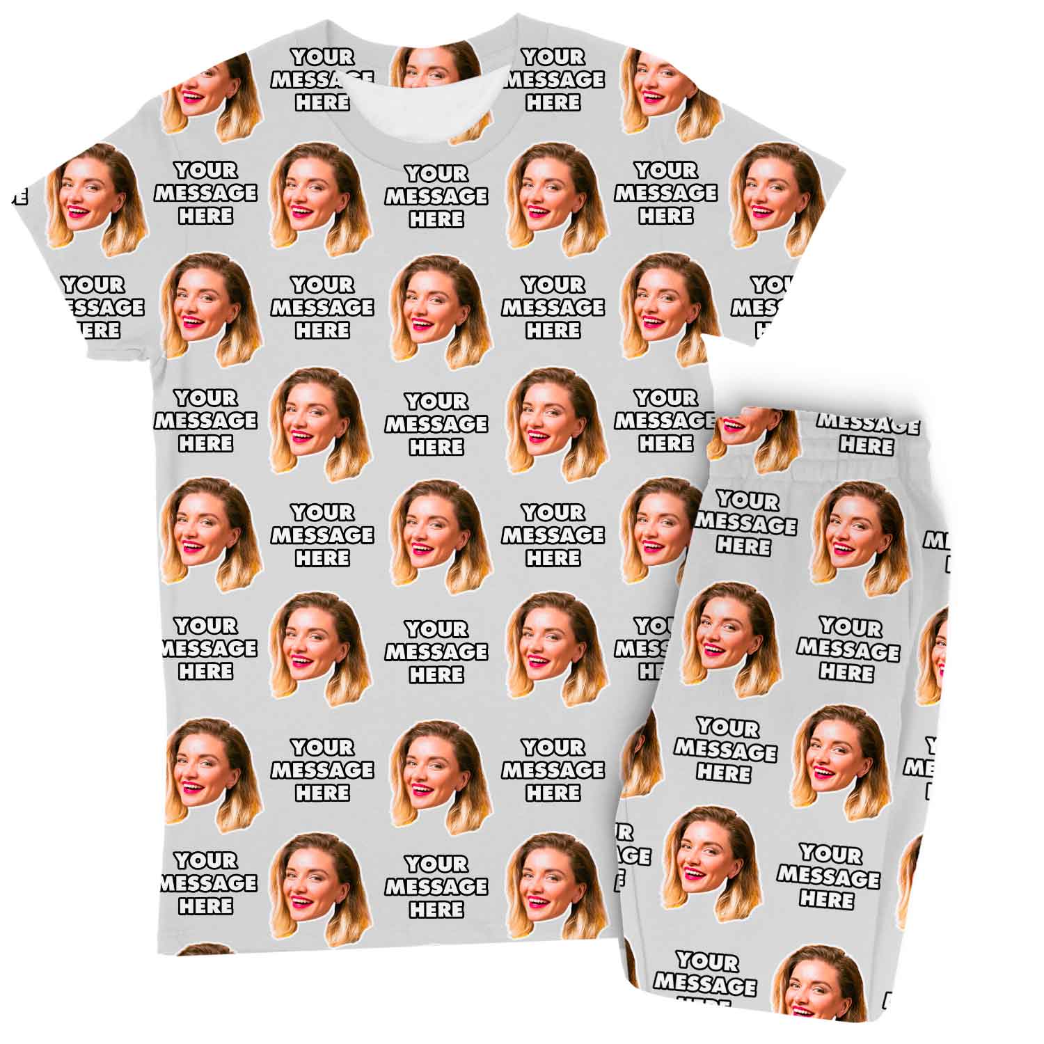 Women's Face & Message Personalised Pyjamas - Trouser Set