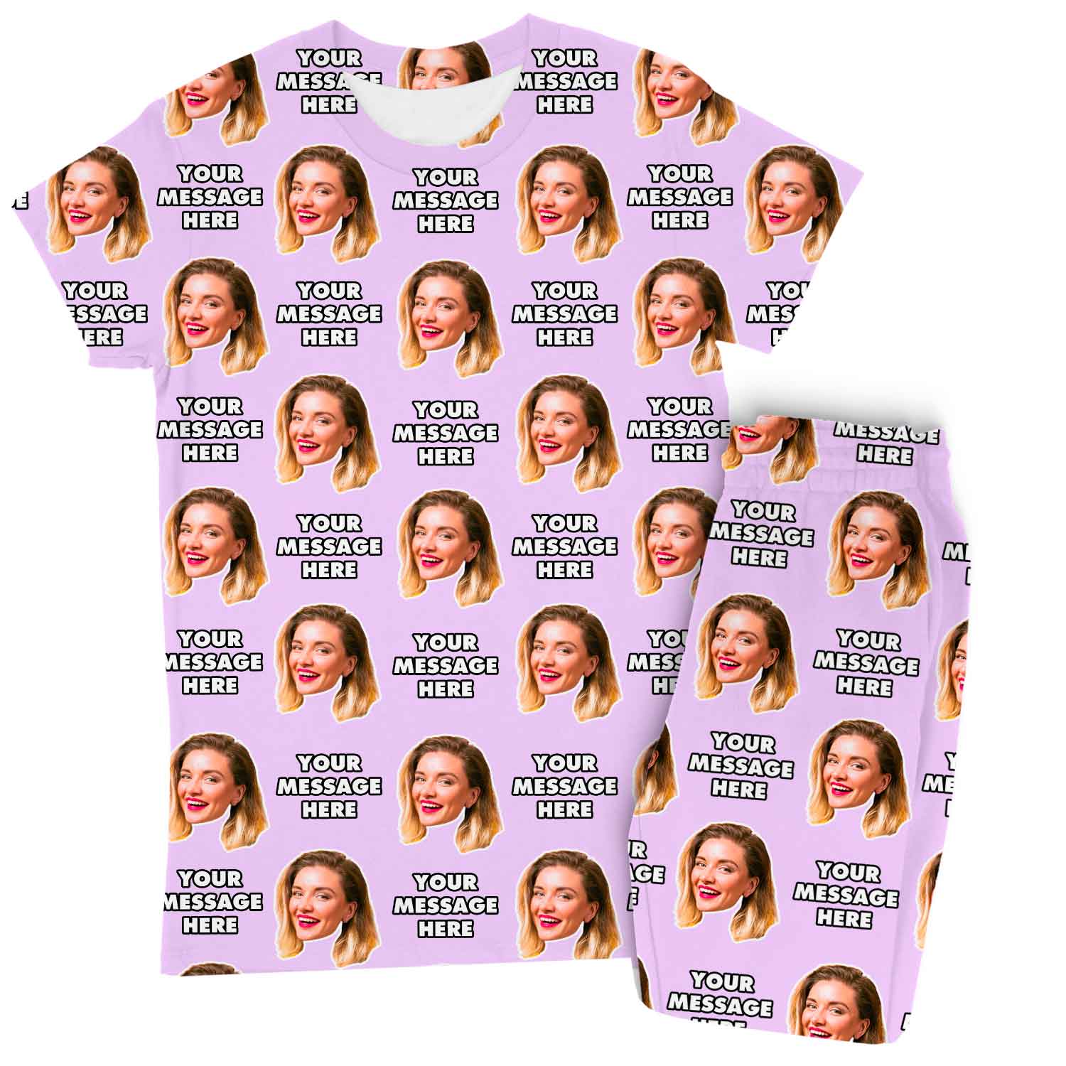 Women's Face & Message Personalised Pyjamas - Trouser Set