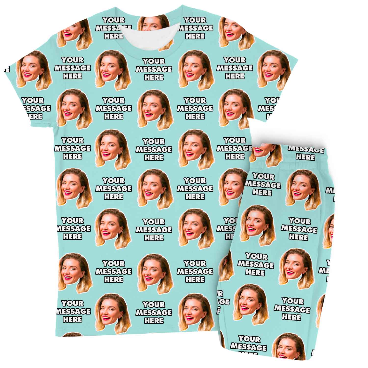 Women's Face & Message Personalised Pyjamas - Trouser Set