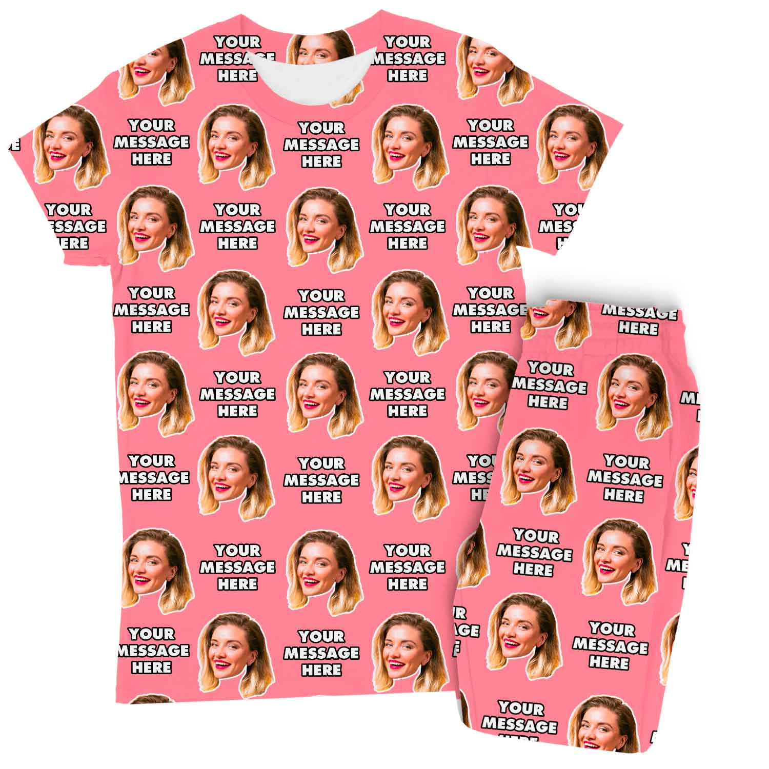 Women's Face & Message Personalised Pyjamas - Trouser Set