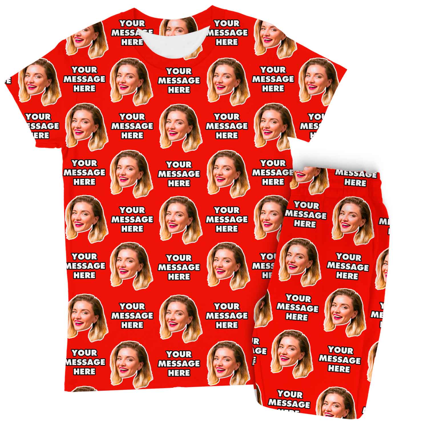 Women's Face & Message Personalised Pyjamas - Trouser Set