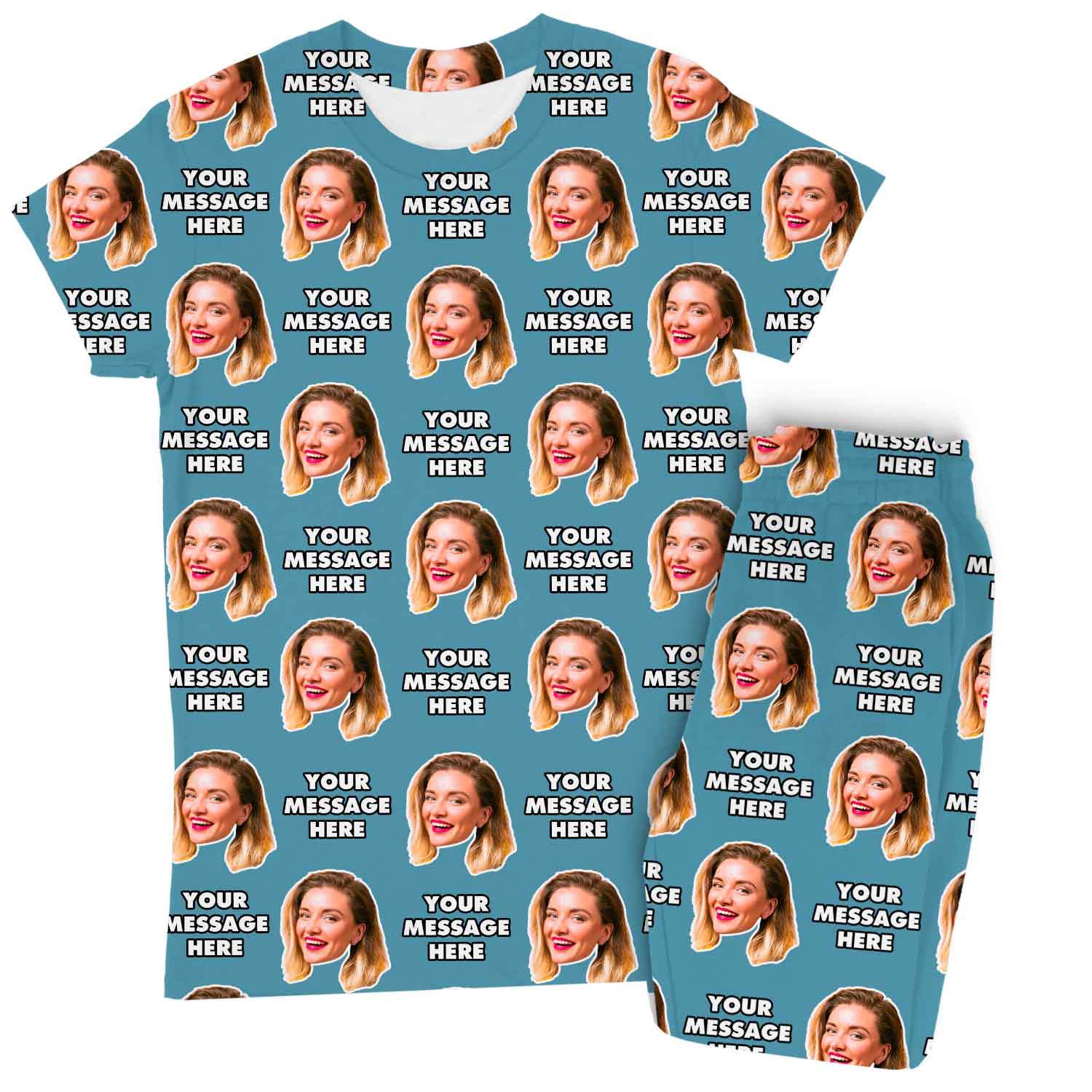 Women's Face & Message Personalised Pyjamas - Trouser Set