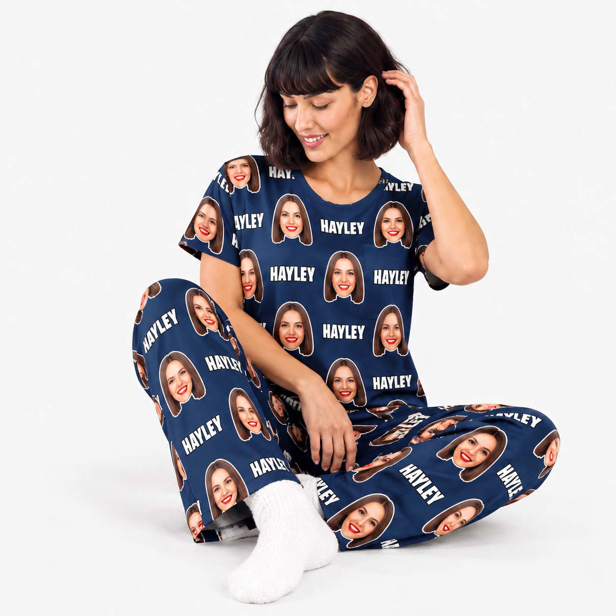 Women's Custom Face & Name Personalised Pyjamas - Trouser Set