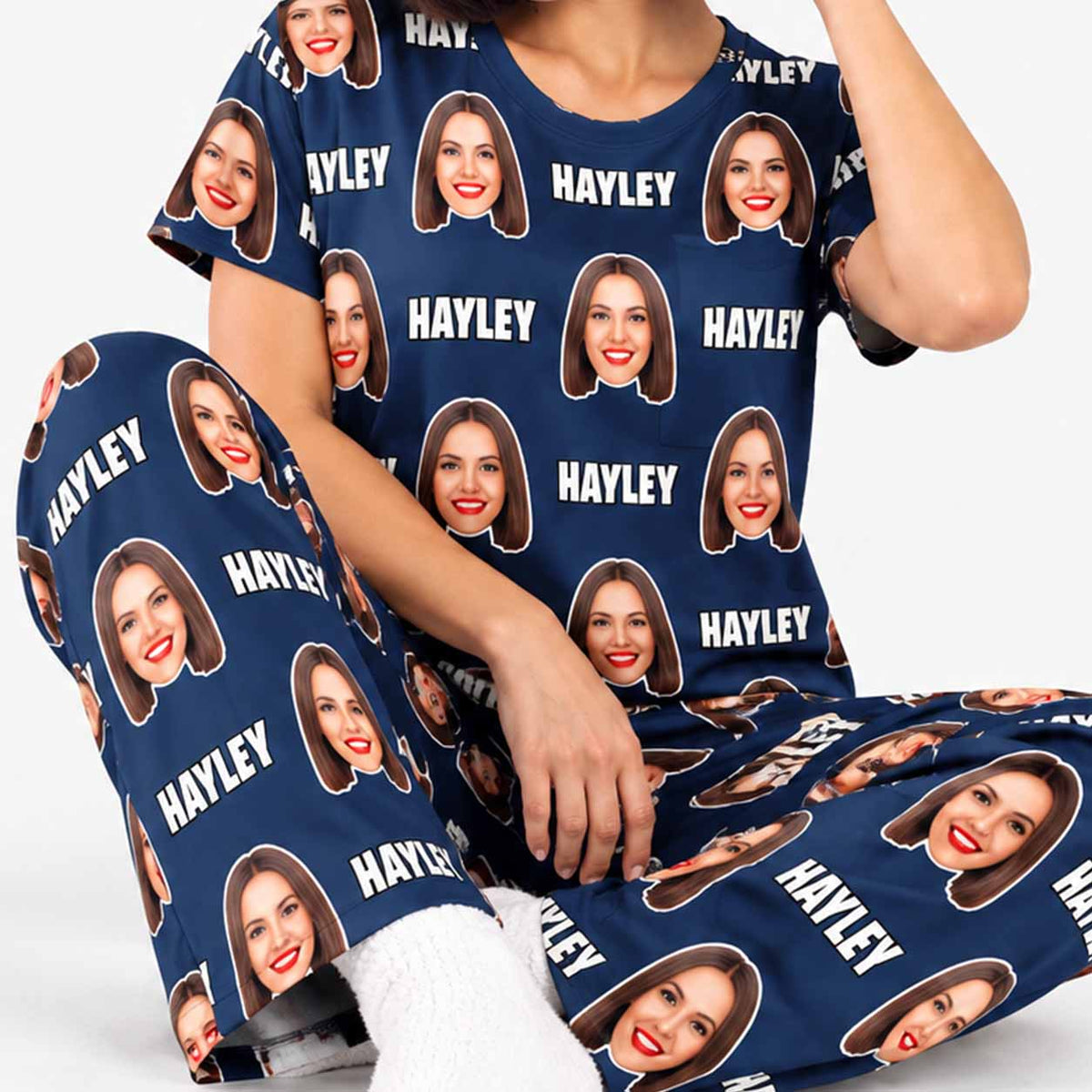 Women's Custom Face & Name Personalised Pyjamas - Trouser Set