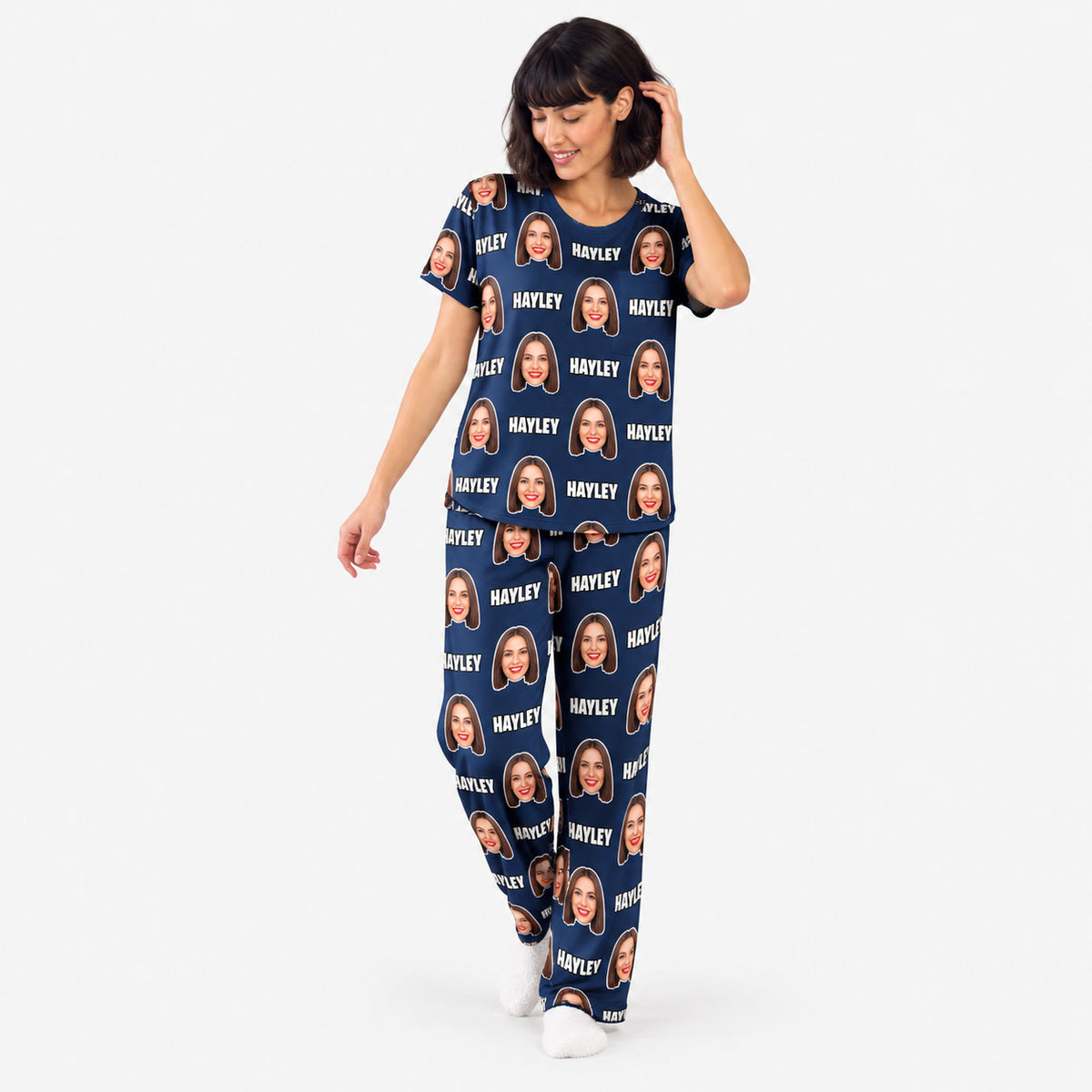 Women's Custom Face & Name Personalised Pyjamas - Trouser Set