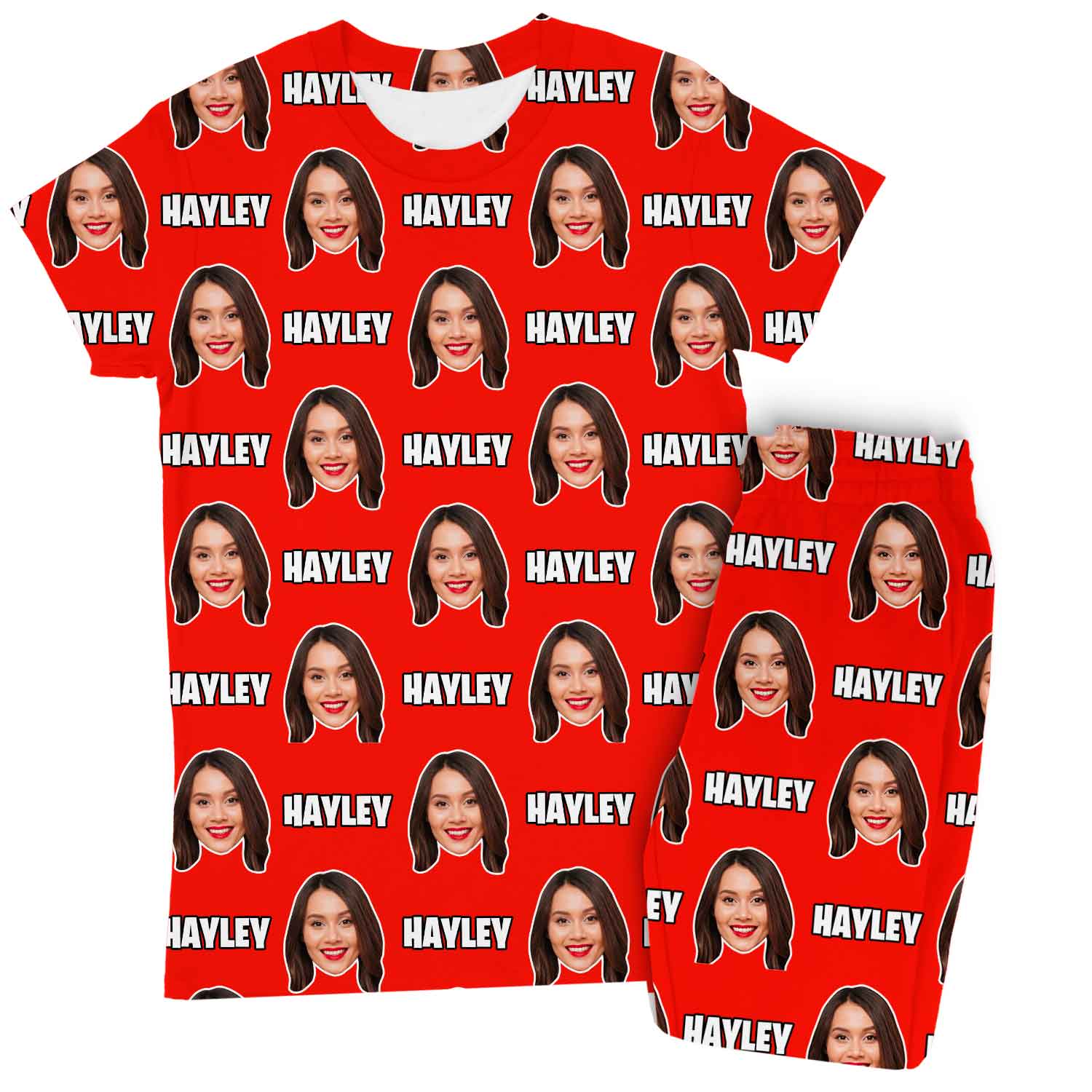Women's Custom Face & Name Personalised Pyjamas - Trouser Set