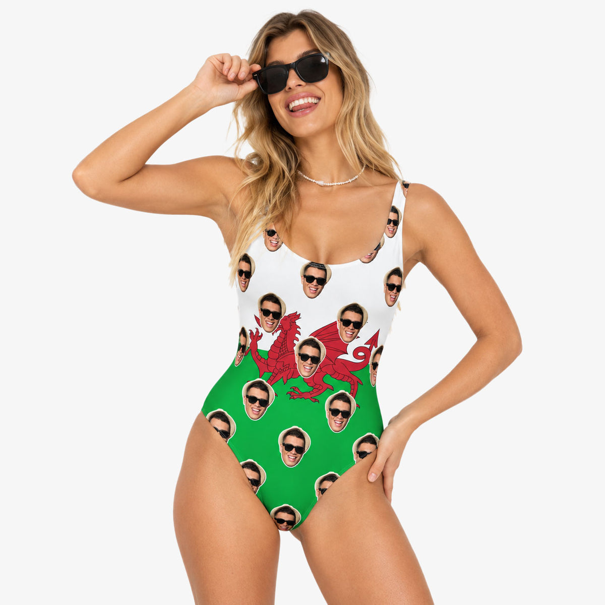 Wales Flag Personalised Faces Swimsuit