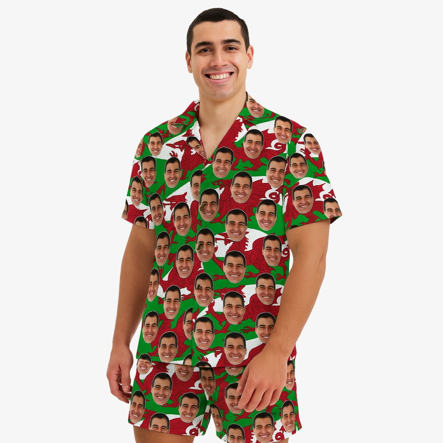 Wales Flags Personalised Hawaiian Shirt Shorts Set