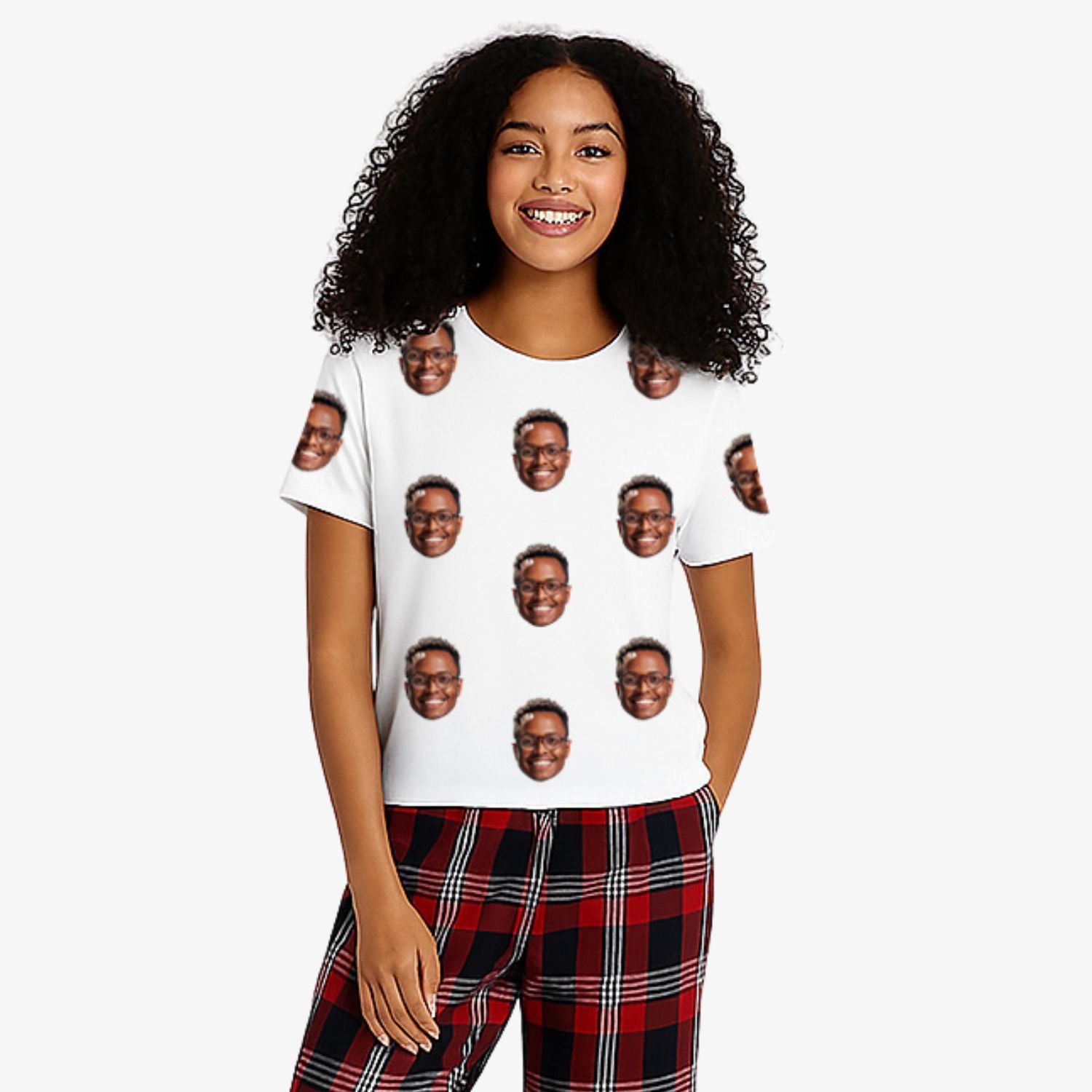 Women's Face Pyjamas - Tartan Trouser Set