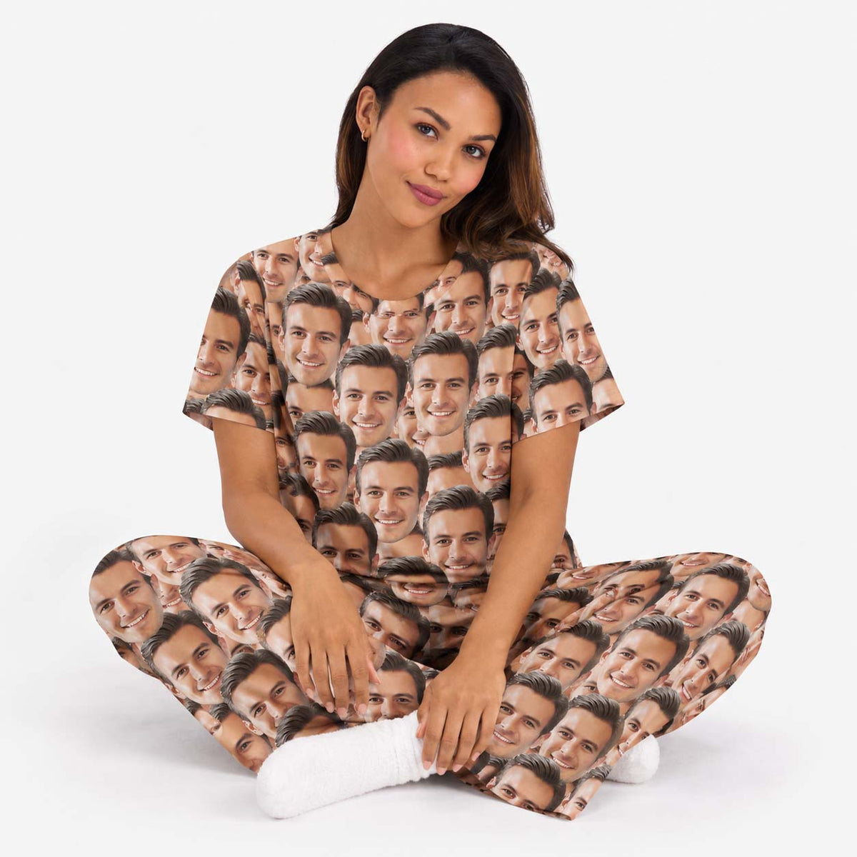 Women's Face Mash Pyjamas - Personalised PJ Trouser Set
