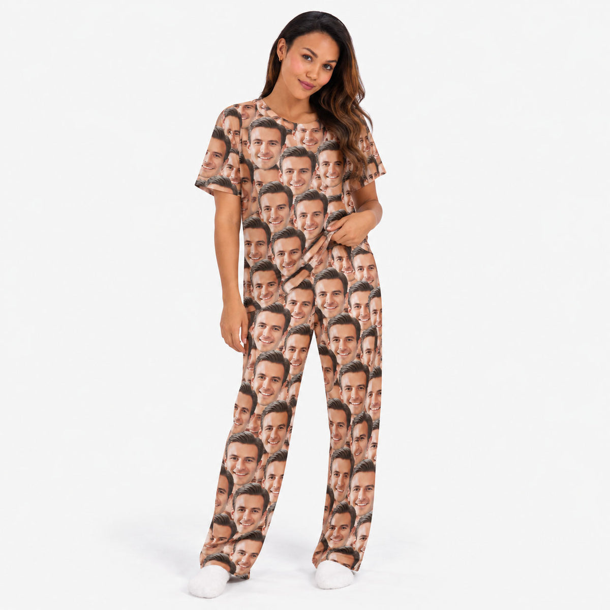 Women's Face Mash Pyjamas - Personalised PJ Trouser Set