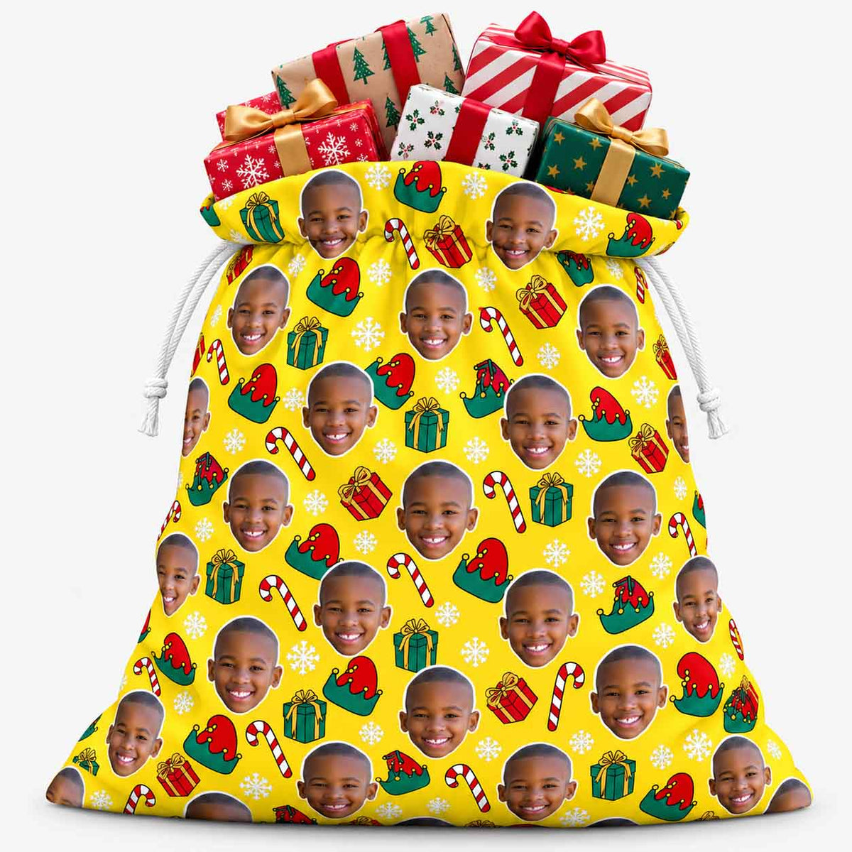 Personalised Elf Face Christmas Sack