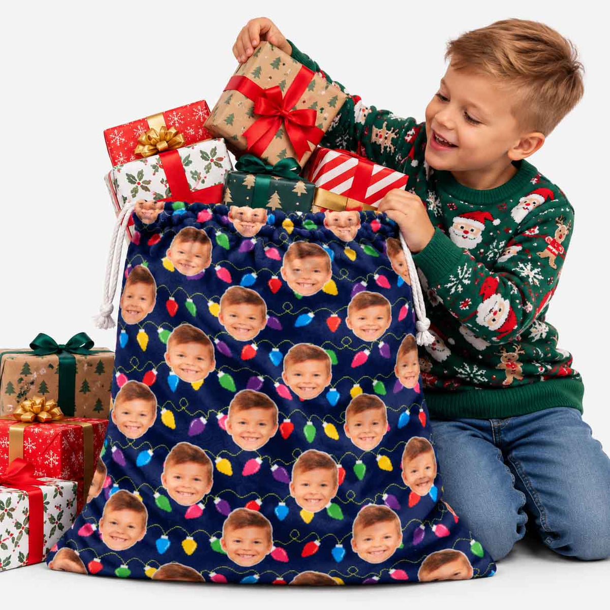 Christmas Lights Santa Sack