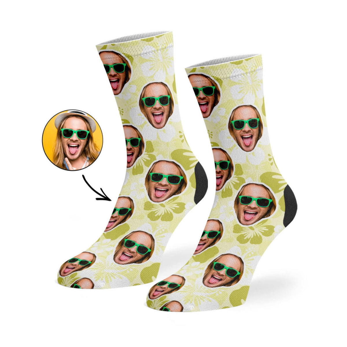 Yellow Hawaiian Face Socks