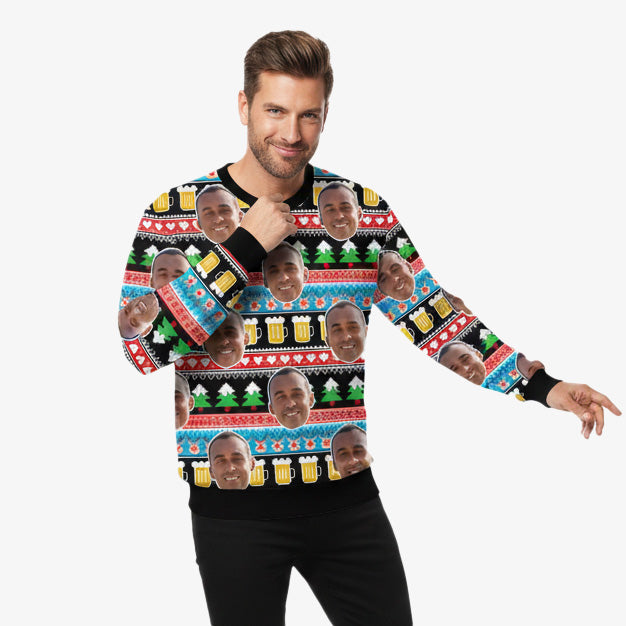 Your Face Beer Personalised Christmas Jumper