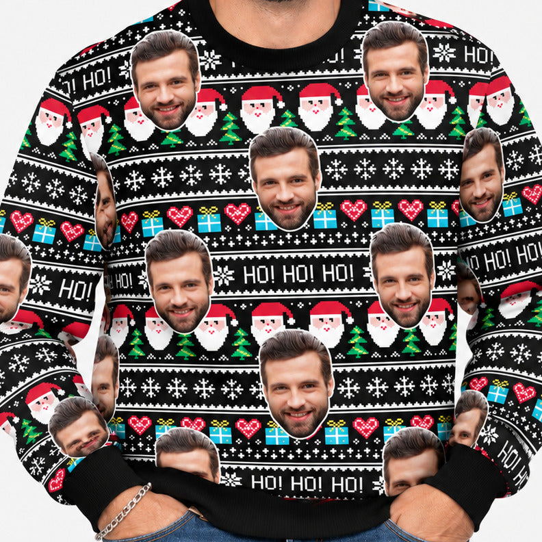 Your Face Christmas Ho Ho Ho Personalised Christmas Jumper