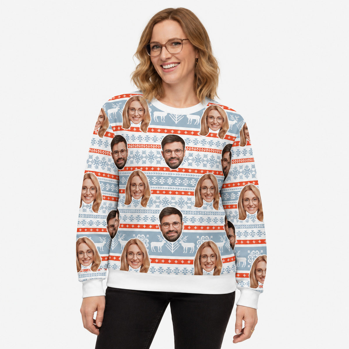Your Face Nordic Reindeer Personalised Christmas Jumper