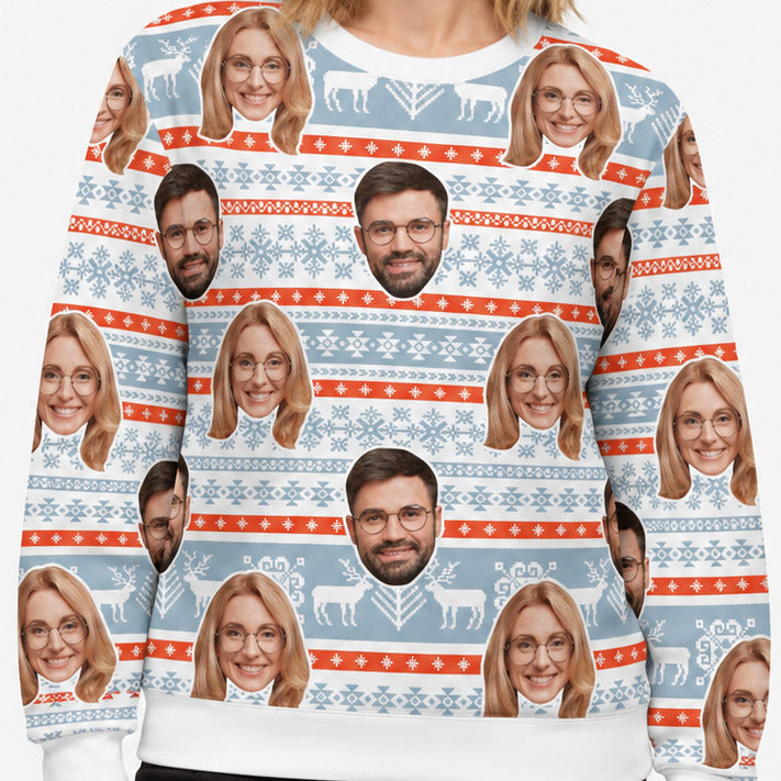 Your Face Nordic Reindeer Personalised Christmas Jumper
