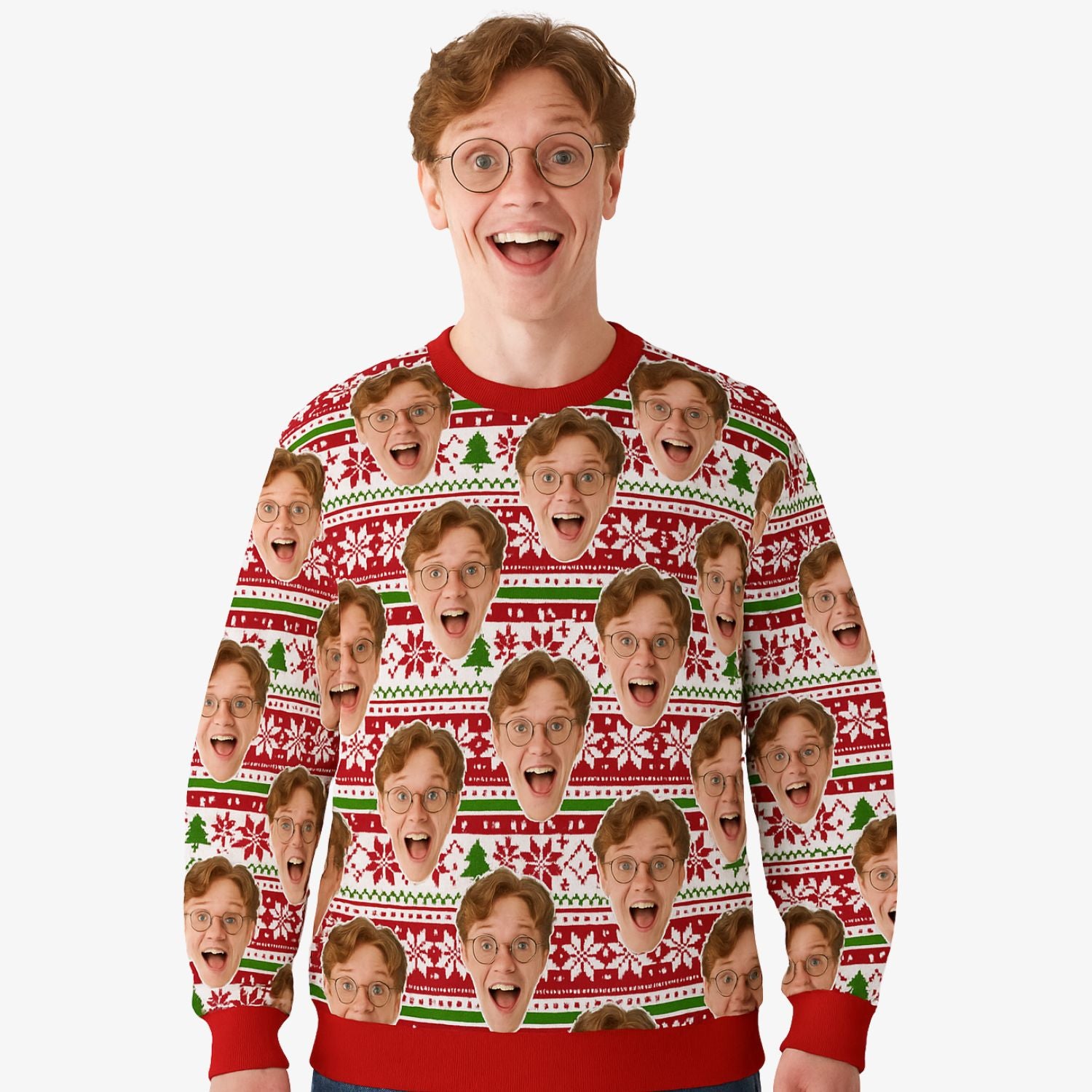 Your Face Nordic Snowflakes & Christmas Trees Personalised Jumper