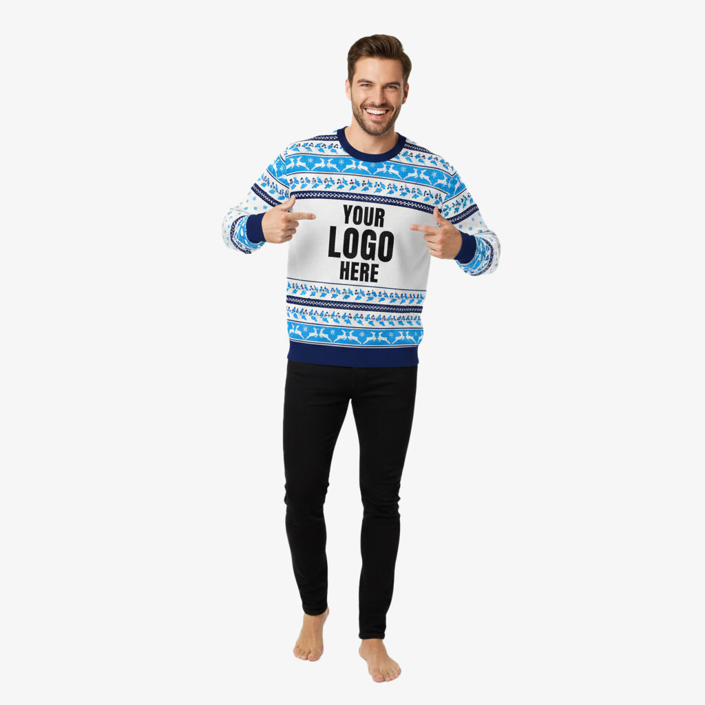 Your Logo Here Blue Personalised Christmas Jumper