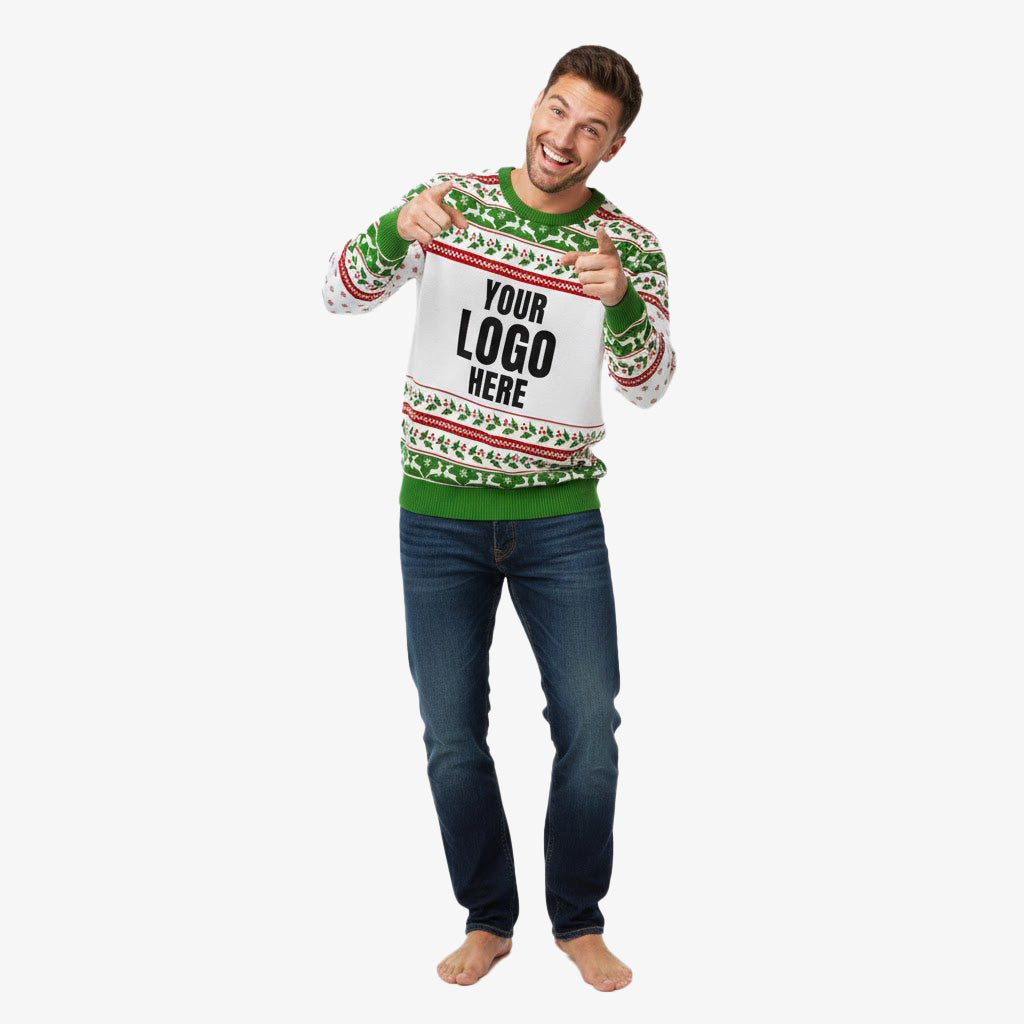 Your Logo Here Green Personalised Christmas Jumper
