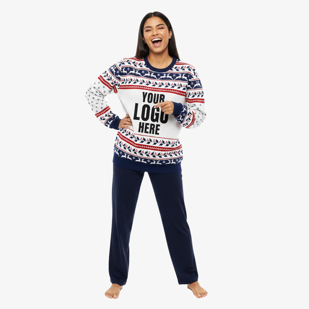 Your Logo Here Navy Personalised Christmas Jumper