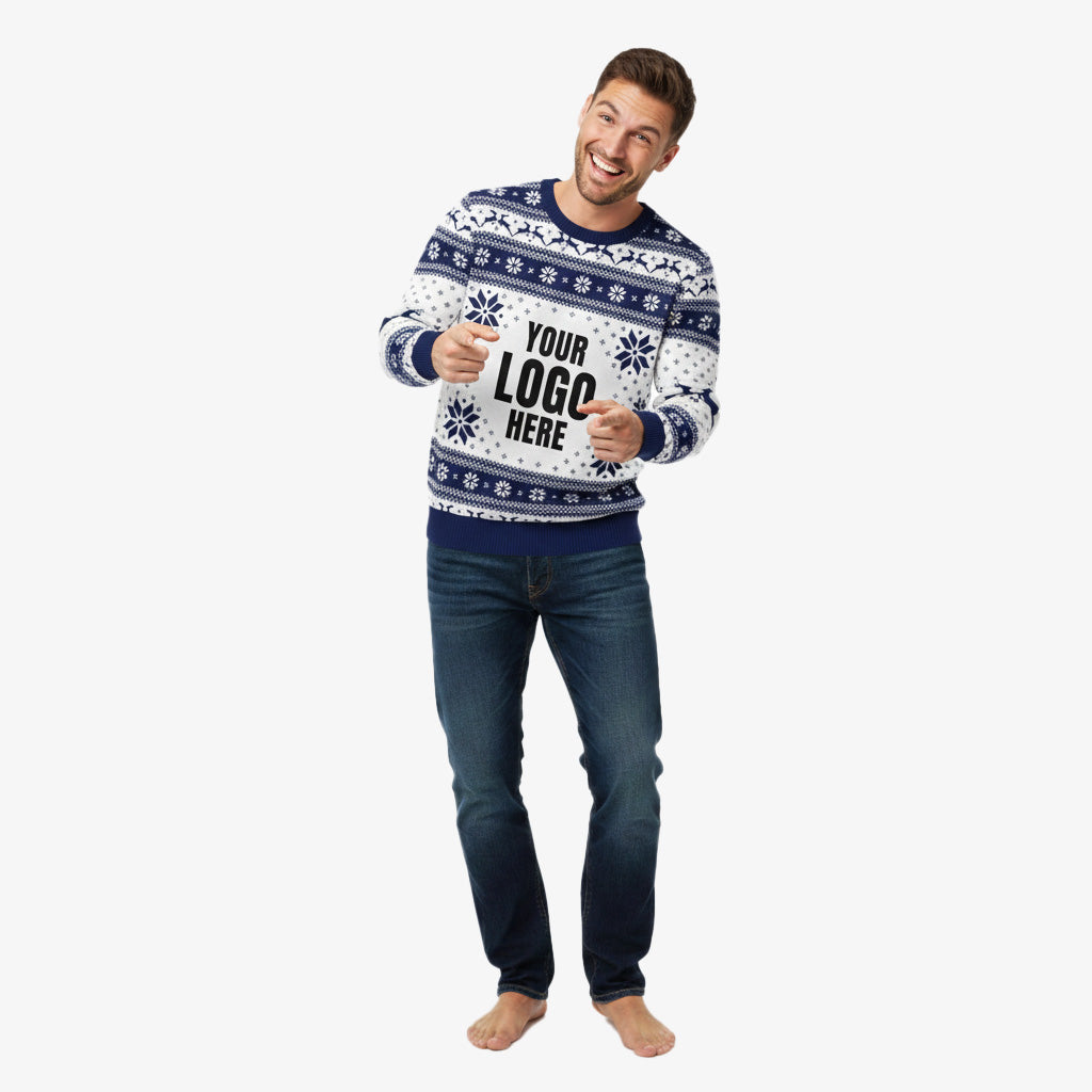 Your Logo Here Navy & White Personalised Christmas Jumper