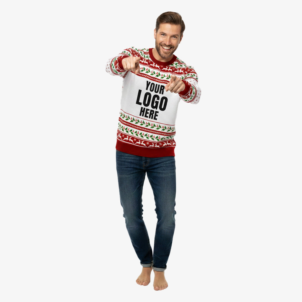 Your Logo Here Red Personalised Christmas Jumper