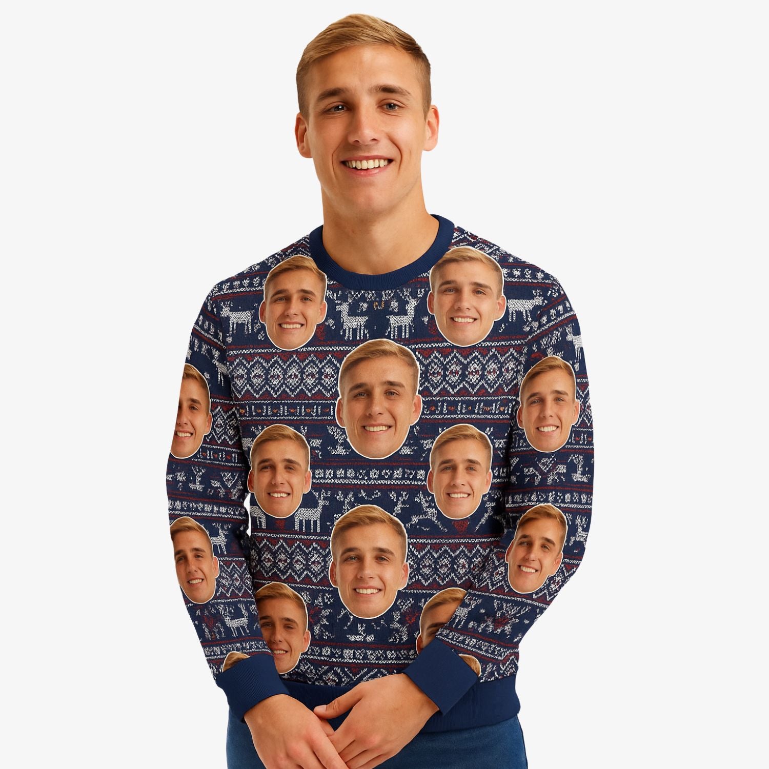 Your Face Navy Nordic Personalised Christmas Jumper