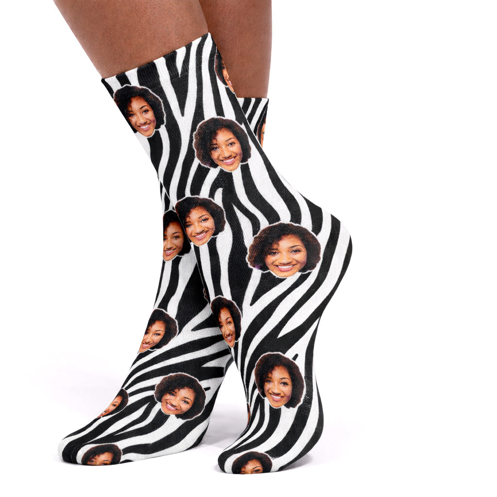 Zebra Print Face Socks