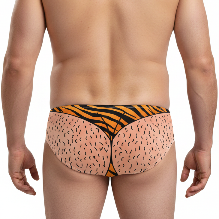 Zebra Thong Swim Trunks