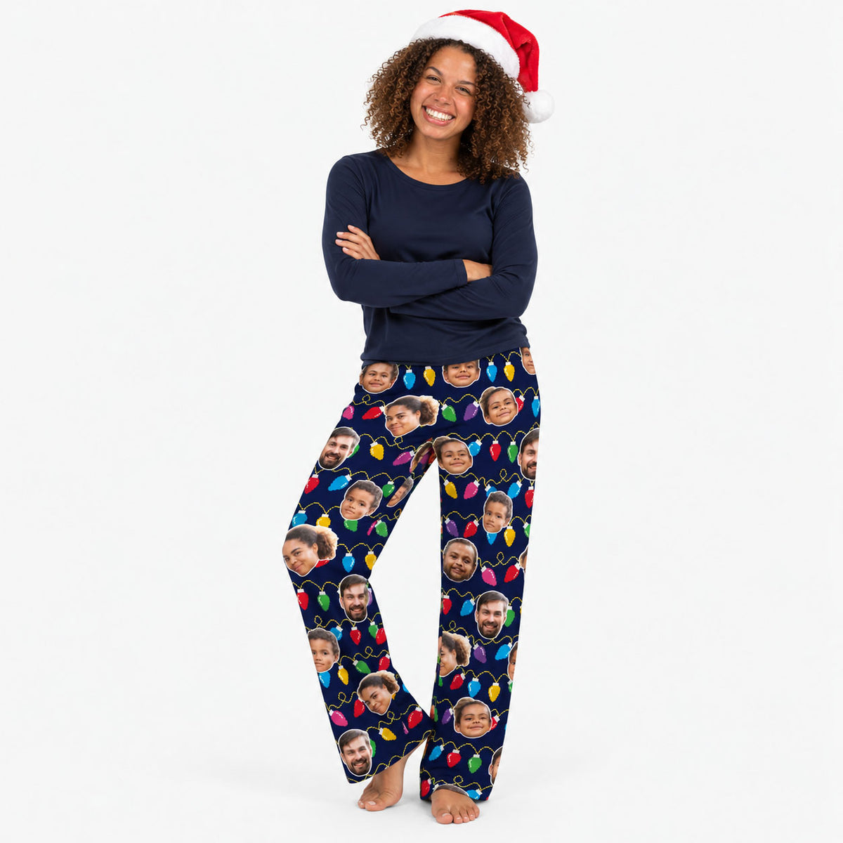 Women's Christmas Lights Personalised PJ Bottoms