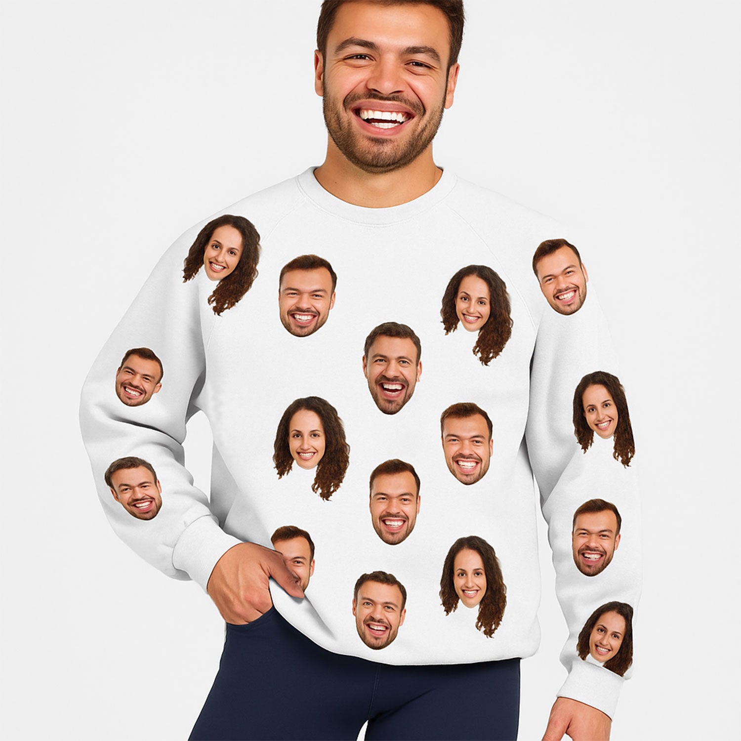 couples faces personalised sweatshirt