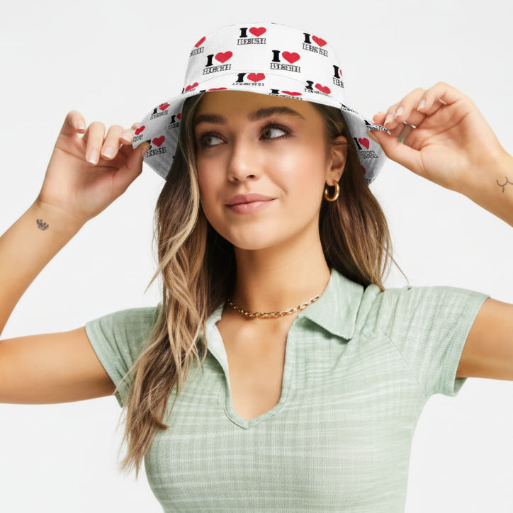 I Heart [Name] Repeated Custom Bucket Hat