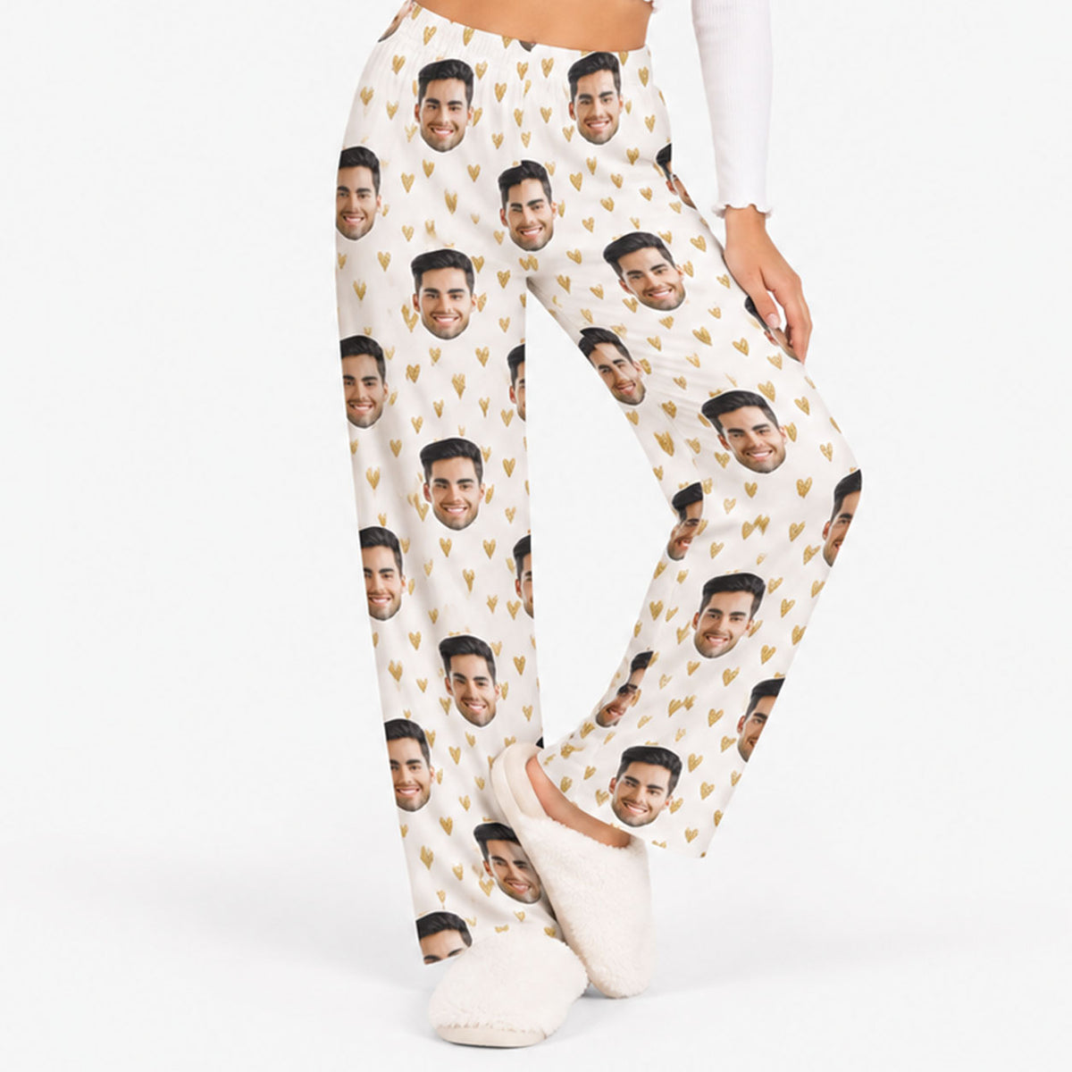 Women's Gold Hearts Personalised PJ Bottoms
