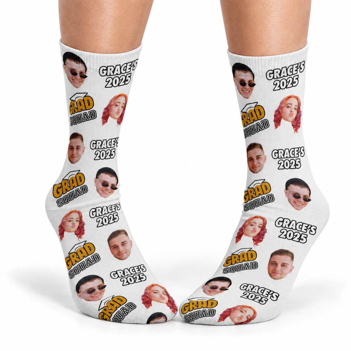 Personalised Grad Squad Socks With Your Name & Faces