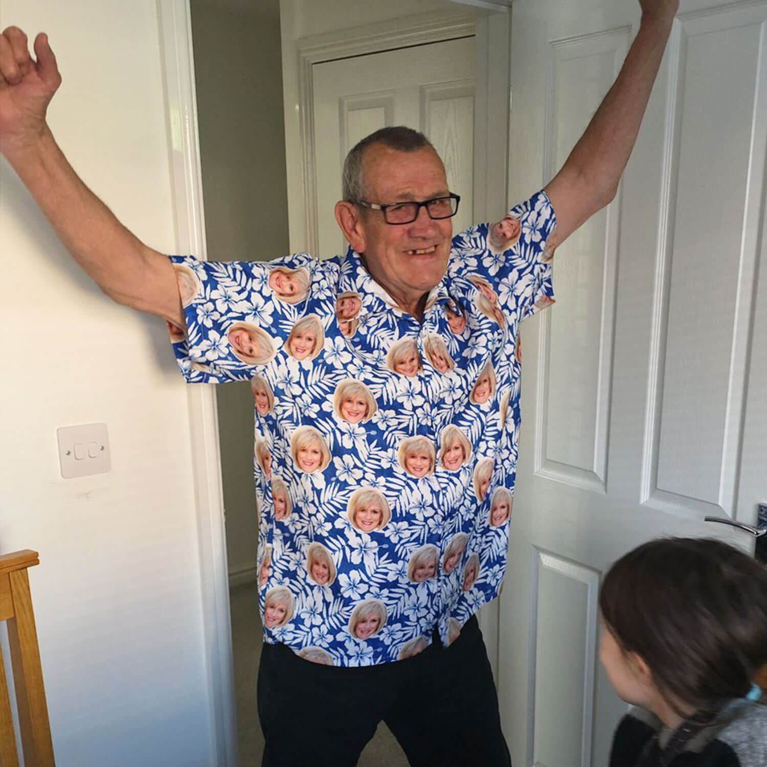 Blue Floral Personalised Hawaiian Shirt Shorts Set