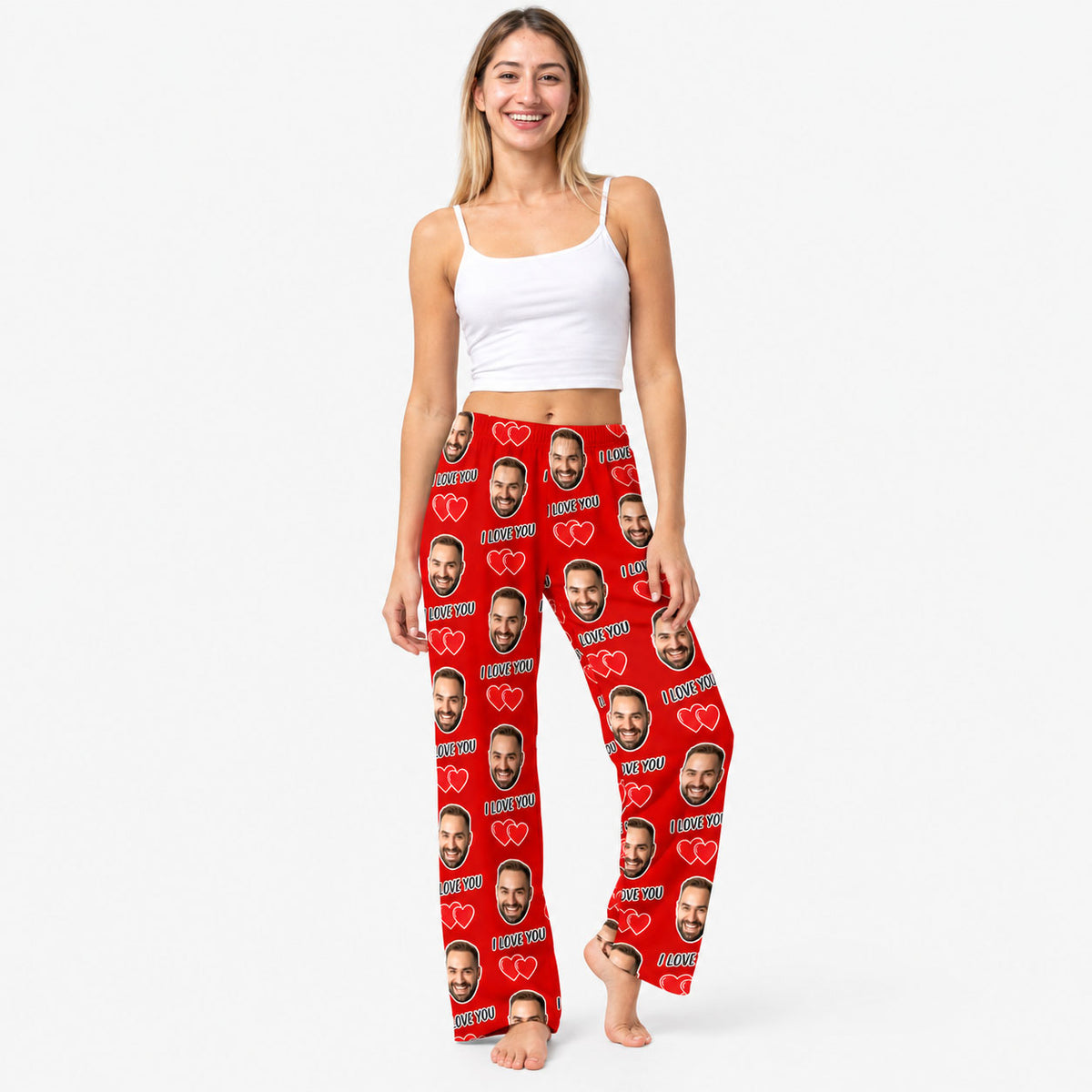 Women's I Love You Personalised PJ Bottoms