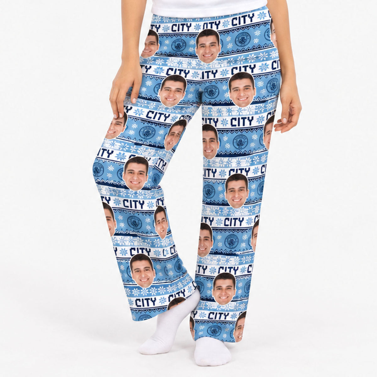 Christmas Man City Women's Personalised PJ Bottoms