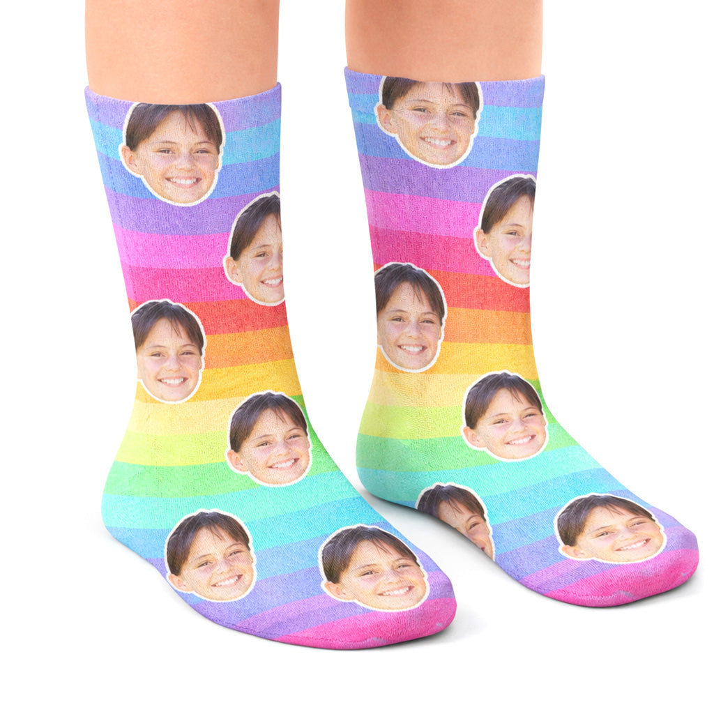Striped Rainbow Face Kids Socks