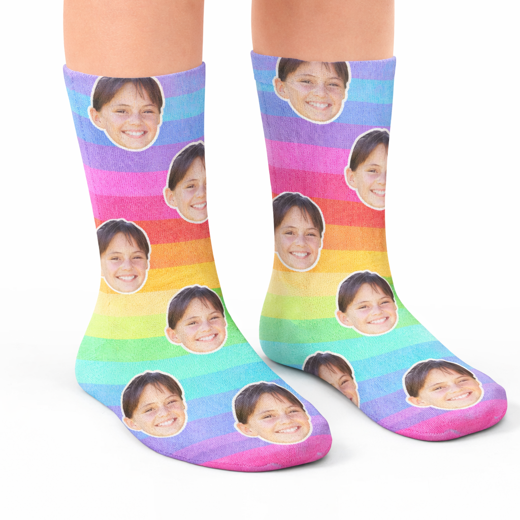 Striped Rainbow Face Kids Socks