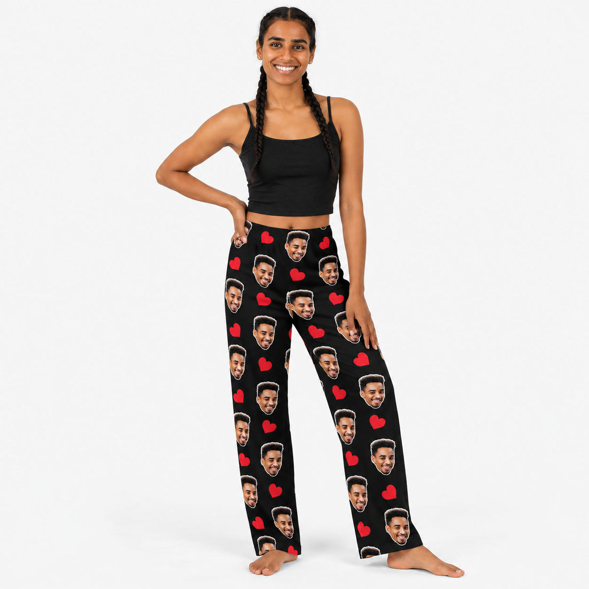 Women's Love Hearts Personalised PJ Bottoms