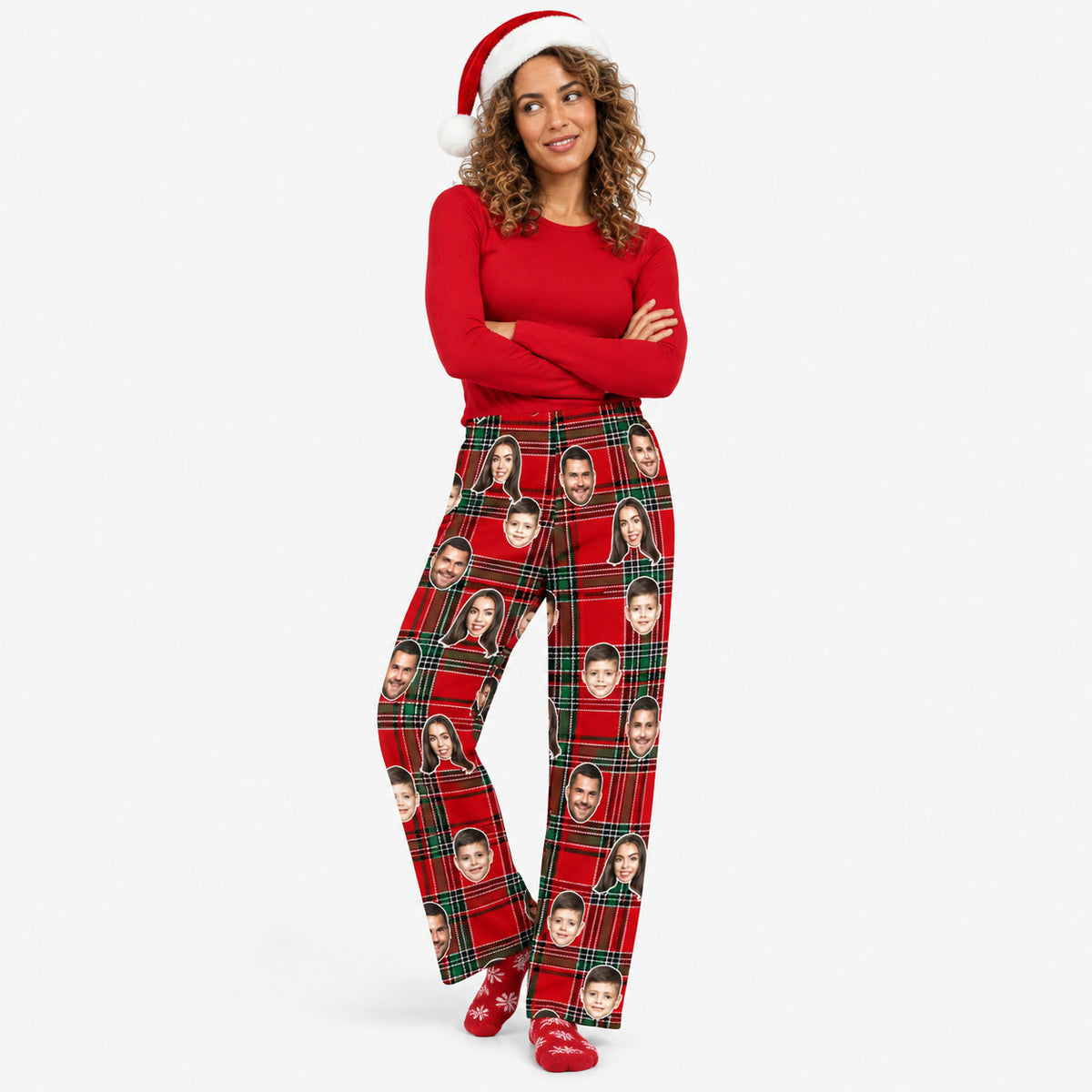 Women's Red Tartan Personalised PJ Bottoms