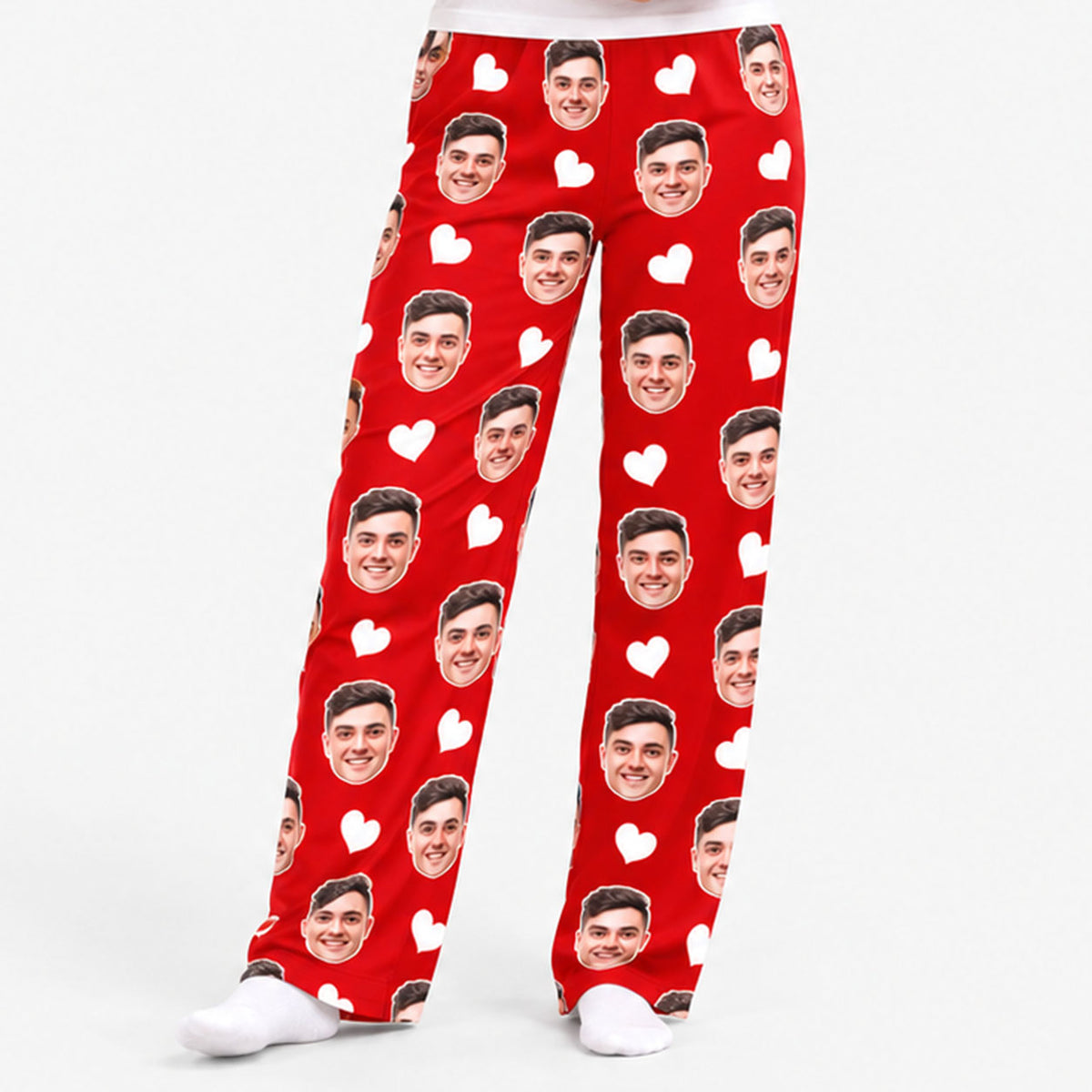Women's White Hearts Personalised PJ Bottoms