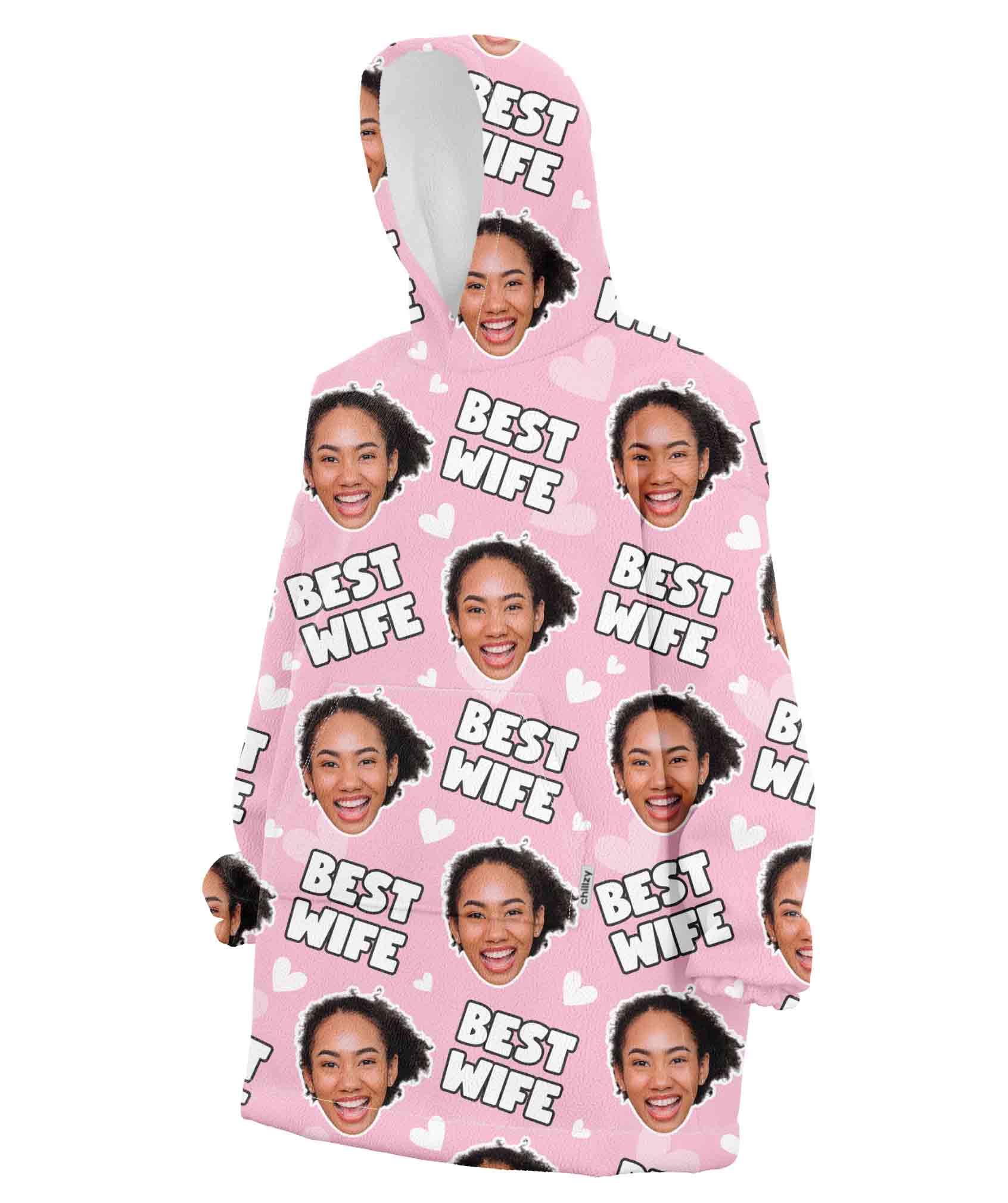 Best Wife Face Hoodie Blanket