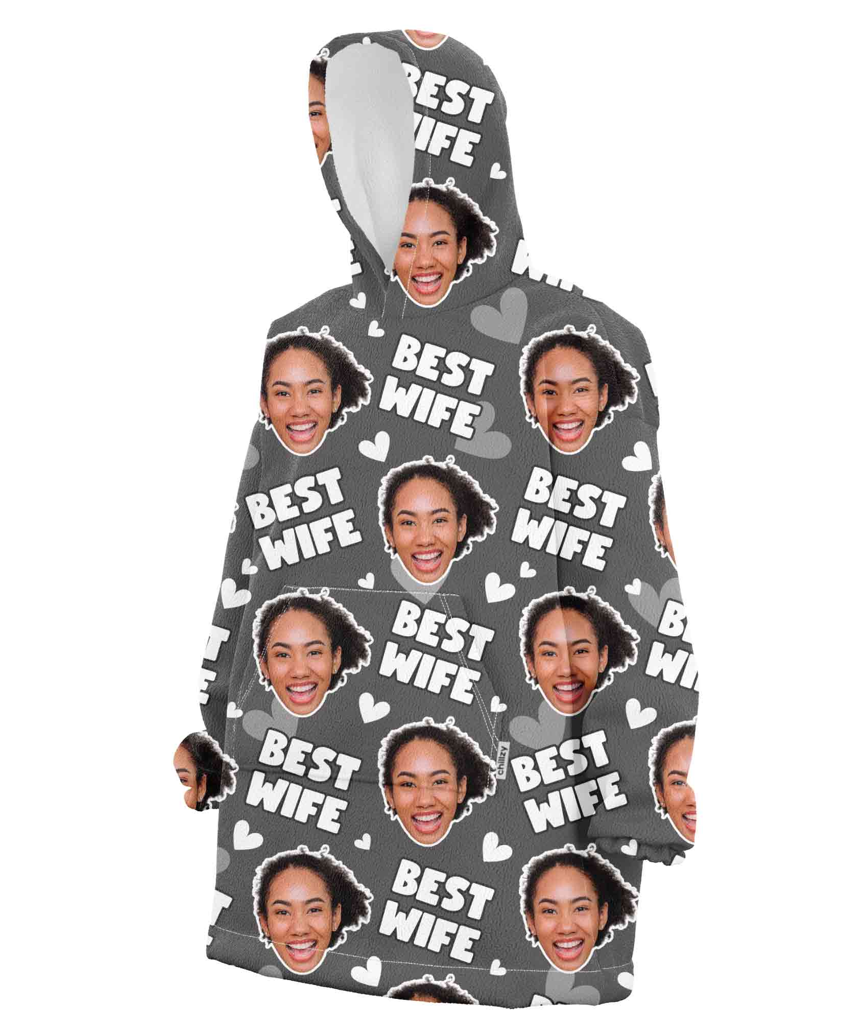 Best Wife Face Hoodie Blanket