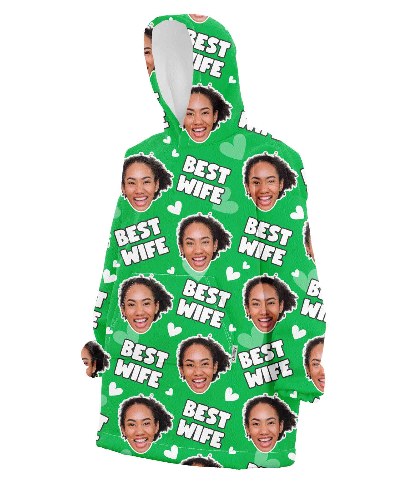 Best Wife Face Hoodie Blanket