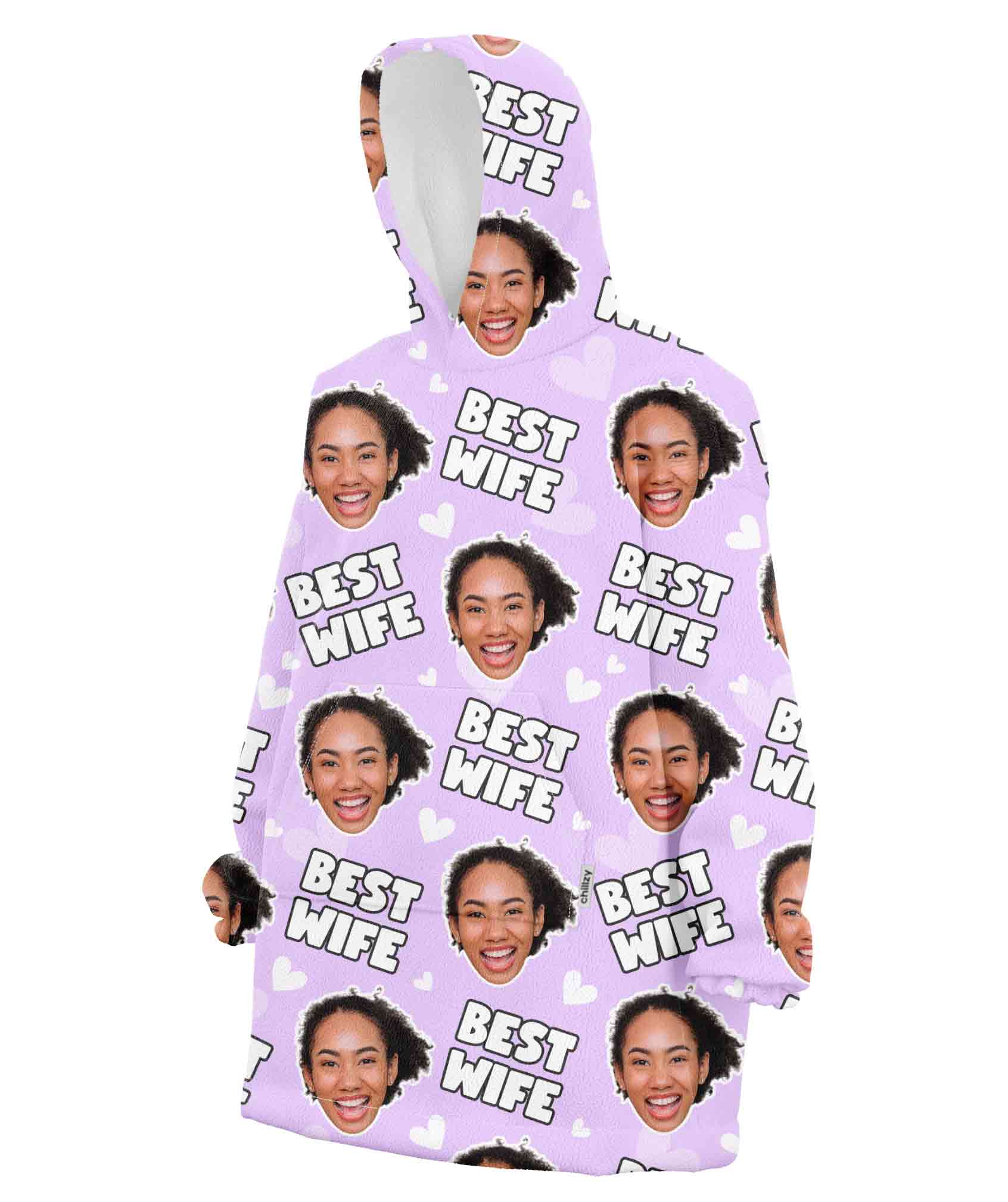 Best Wife Face Hoodie Blanket