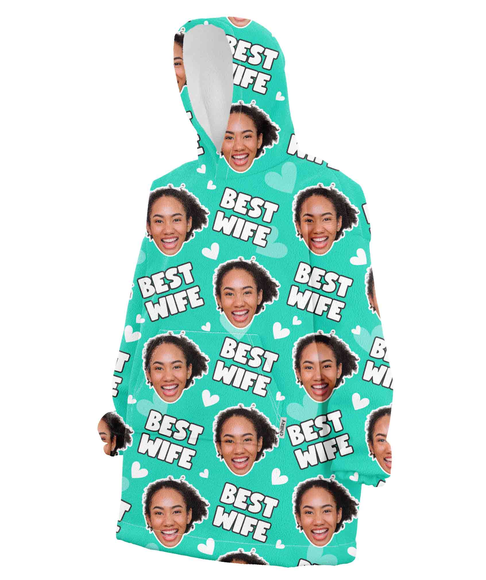 Best Wife Face Hoodie Blanket