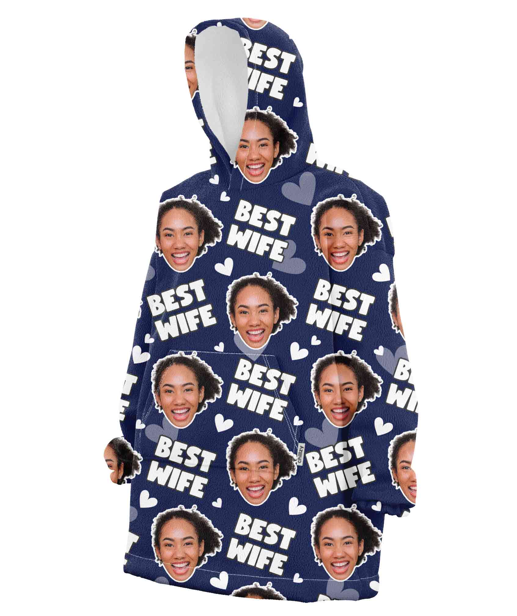 Best Wife Face Hoodie Blanket
